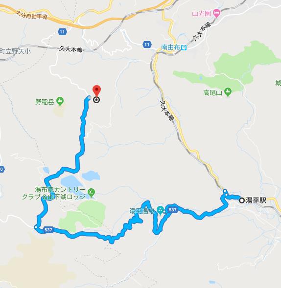 湯平経由ゆふそら地図